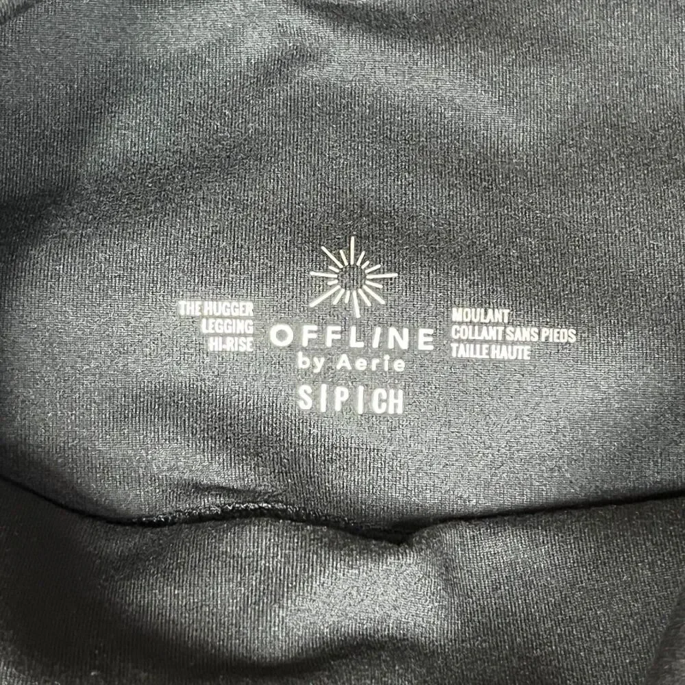OFFLINE by‎ Aerie The Hugger Leggings Small Black Hi-Rise Split Hem Soft Stretch